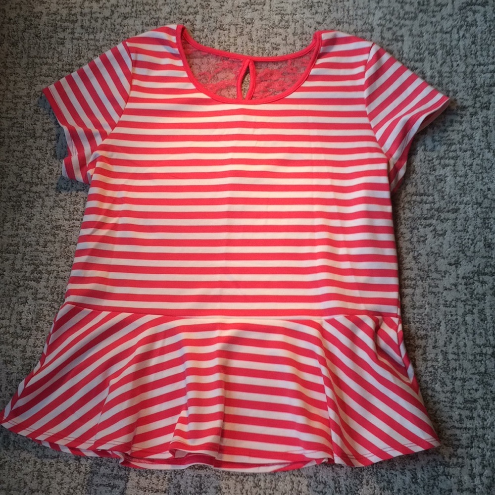 Pink/White Stripe Top